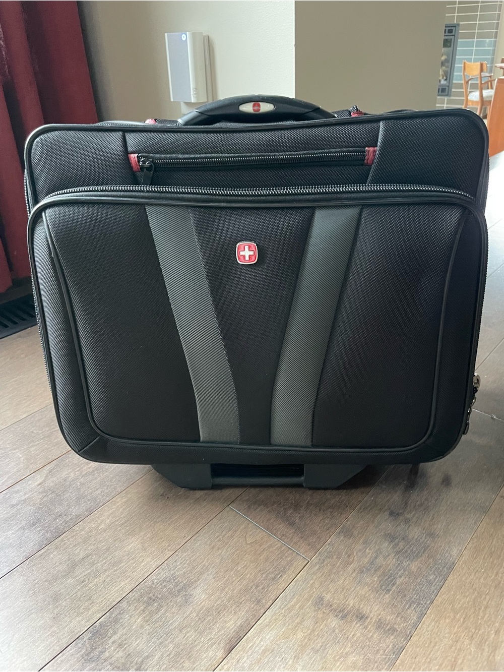 SwissGear Black Rolling Laptop Briefcase with Red Accent